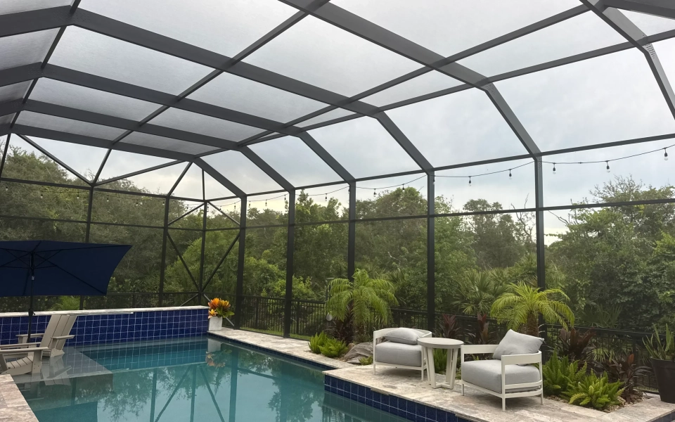 Daytime Bistro/String Lighting Around Pool Cage